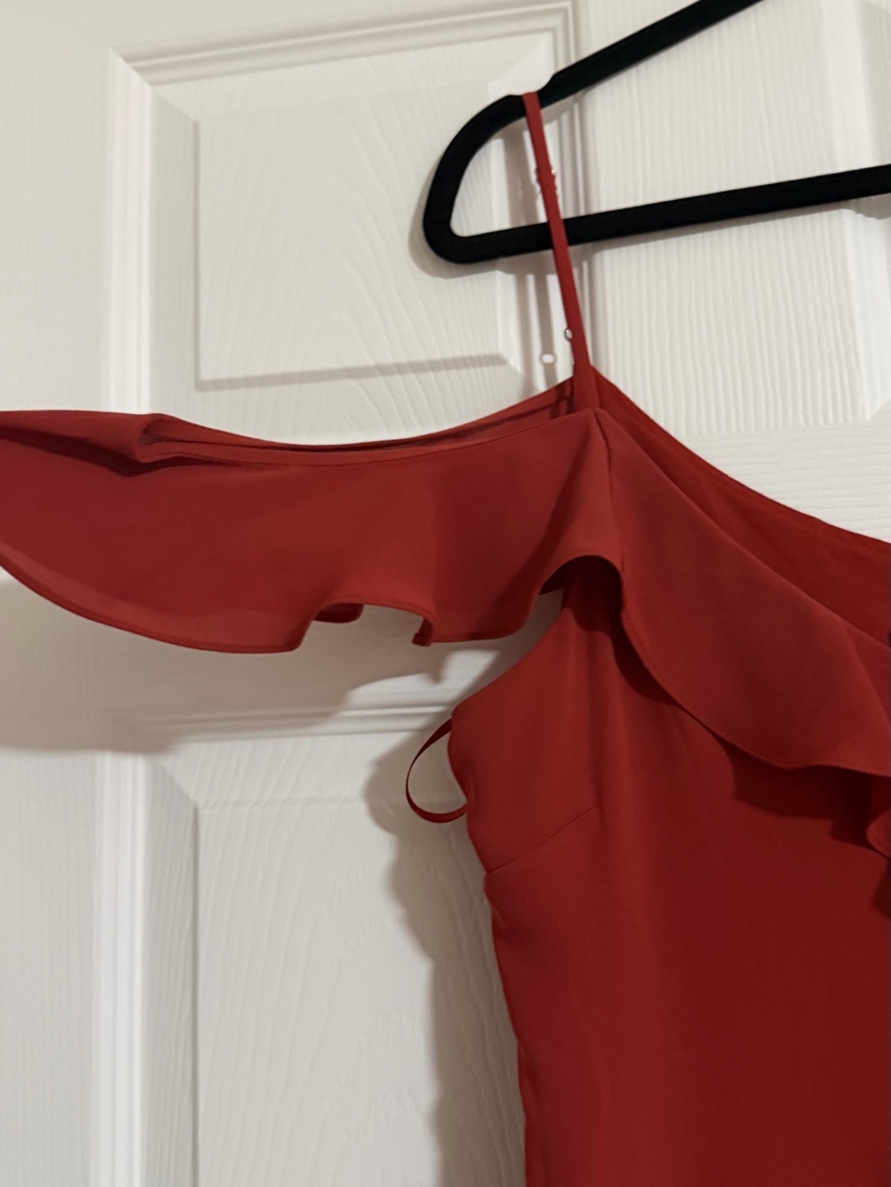 BCBGMaxAzria Rust Red Ruffle High-Low Dress - Picture 3 of 6